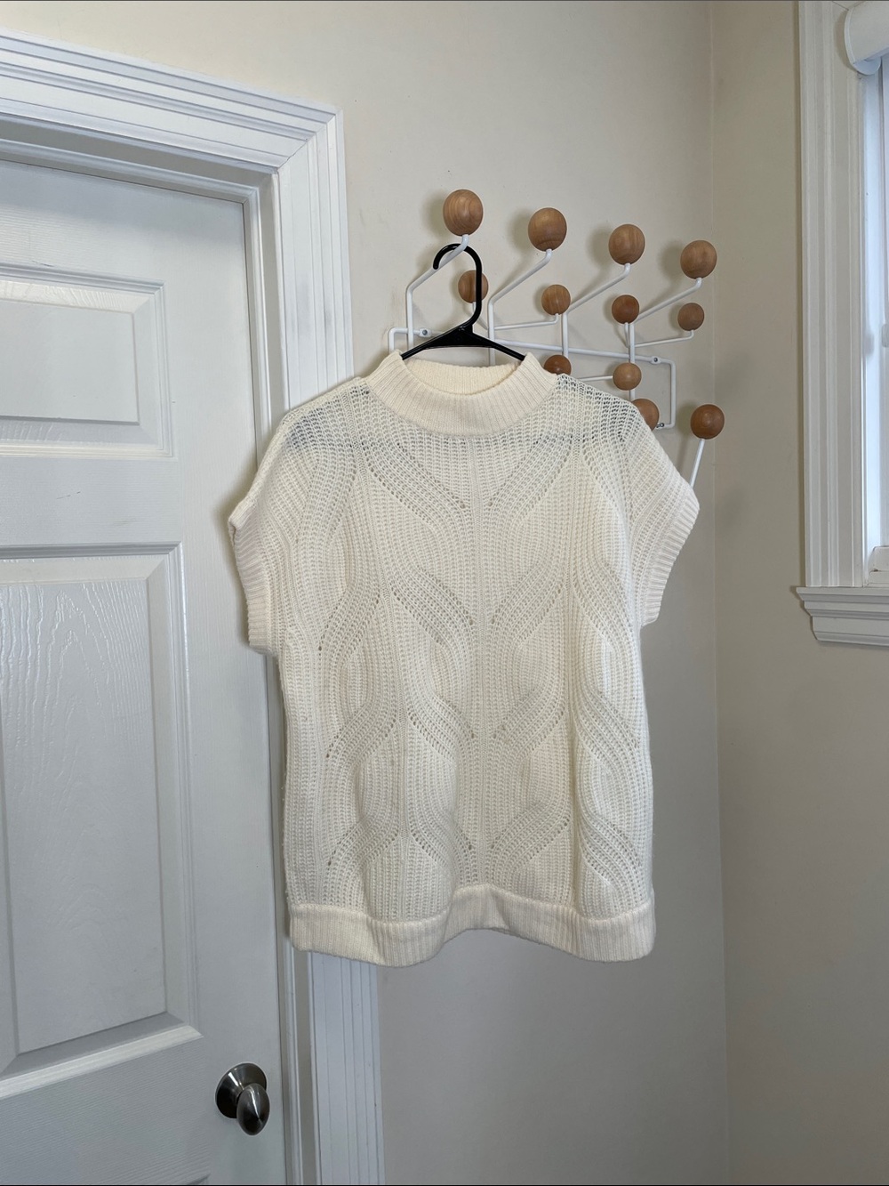 Gentle Herd - Cashmere Wool Blend Sleevless Knit Top  Shirt - Neutral Cream M